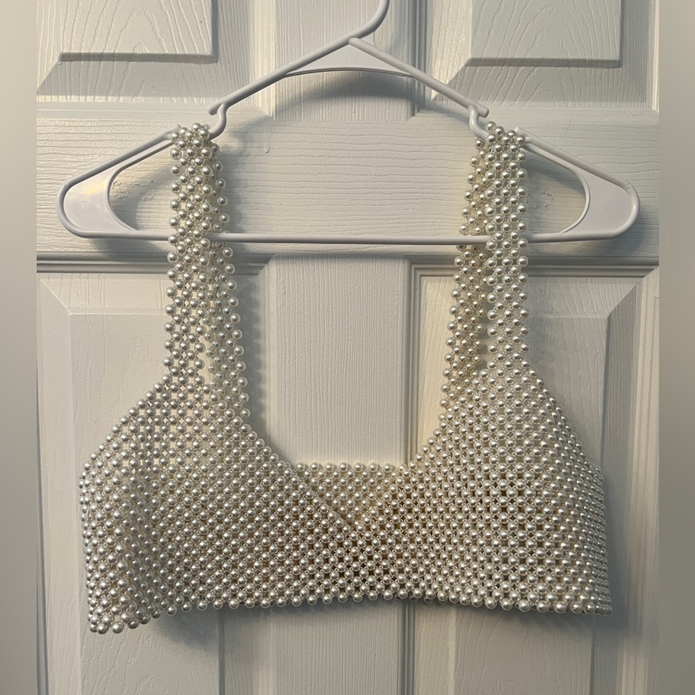 Elegant Pearl Embellished Women's Top